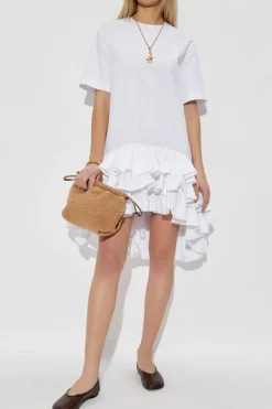 Moschino WHITE Asymmetrical dress with ruffles