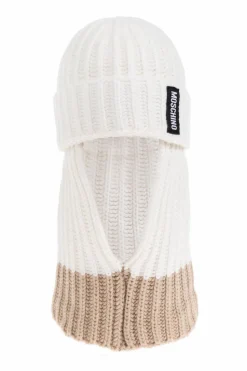 Moschino WHITE Balaclava with logo patch