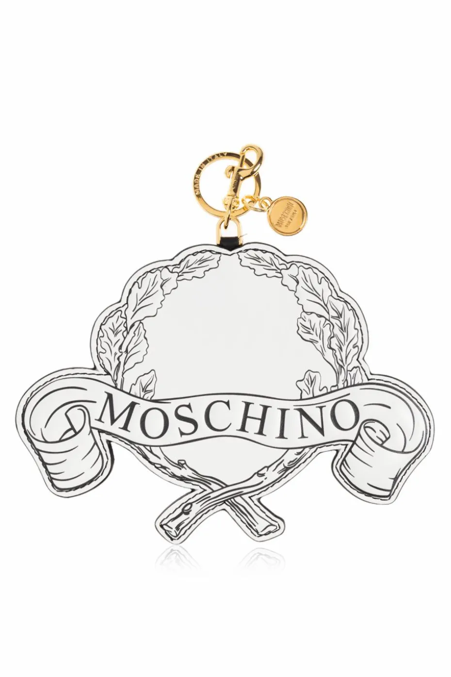 Moschino WHITE Leather keychain