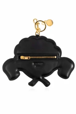 Moschino WHITE Leather keychain