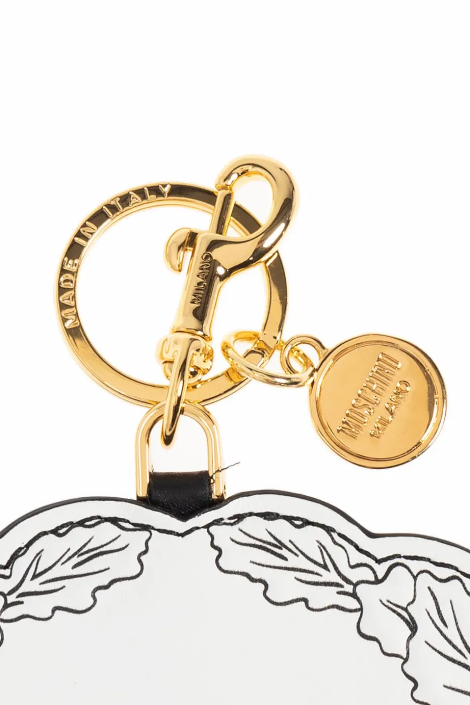 Moschino WHITE Leather keychain