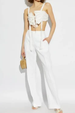 Moschino WHITE Linen pants with crease