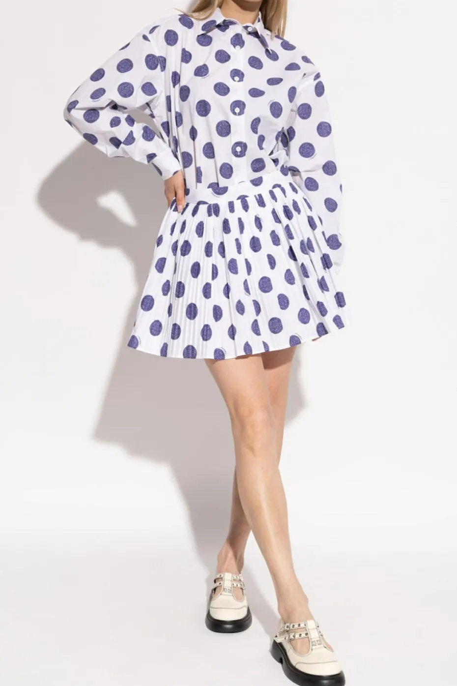 Moschino WHITE Polka dot patterned shirt