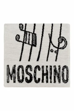 Moschino WHITE Scarf with a characteristic teddy bear motif