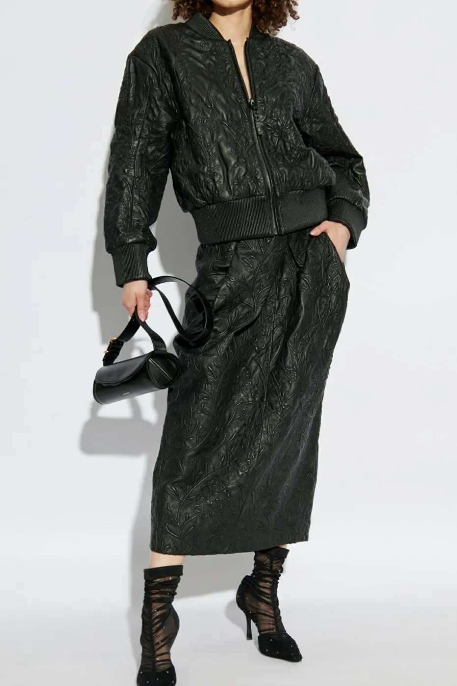 Munthe BLACK Leather skirt 'Faith'