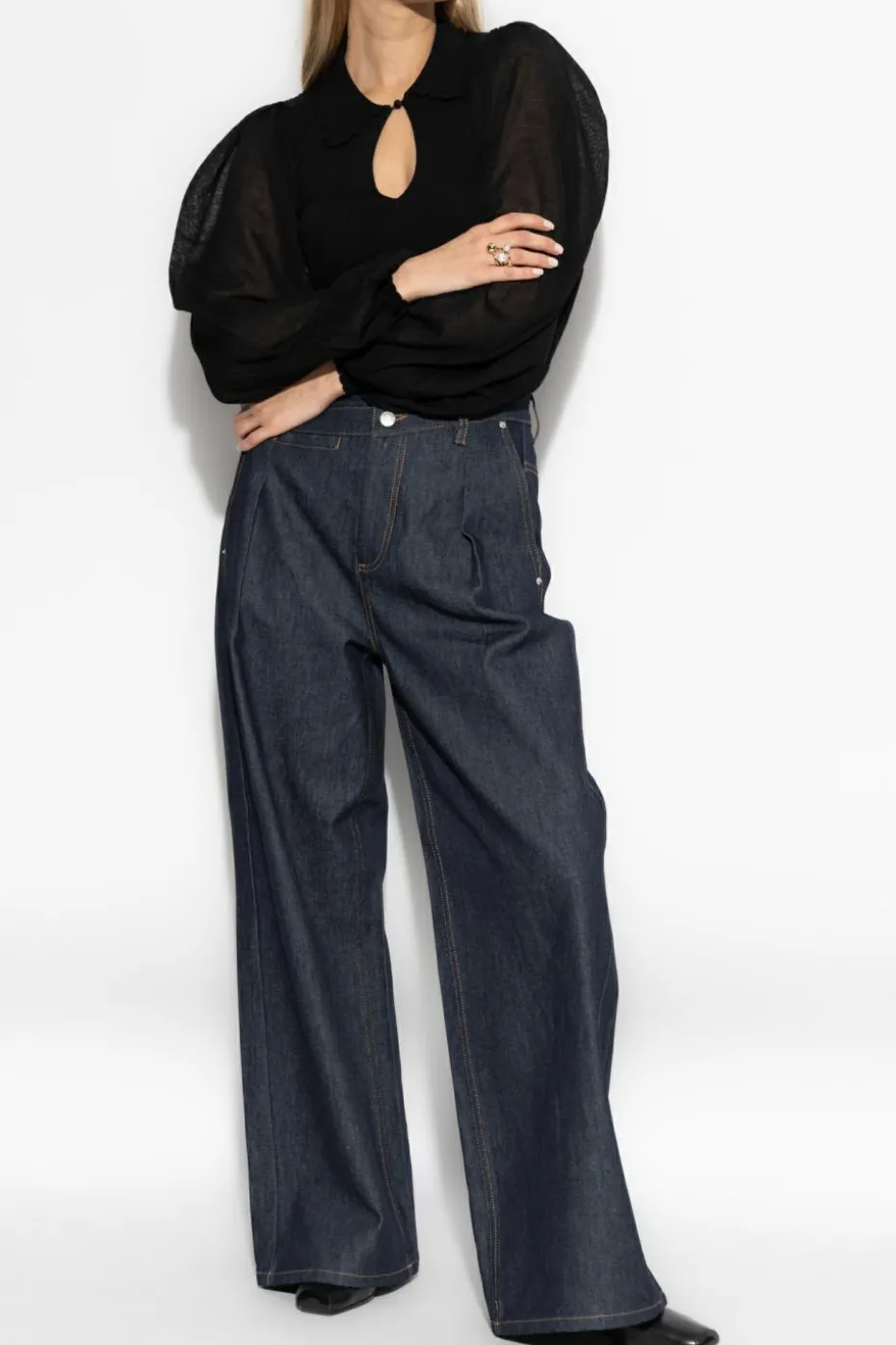 Munthe BLACK Ribbed Top