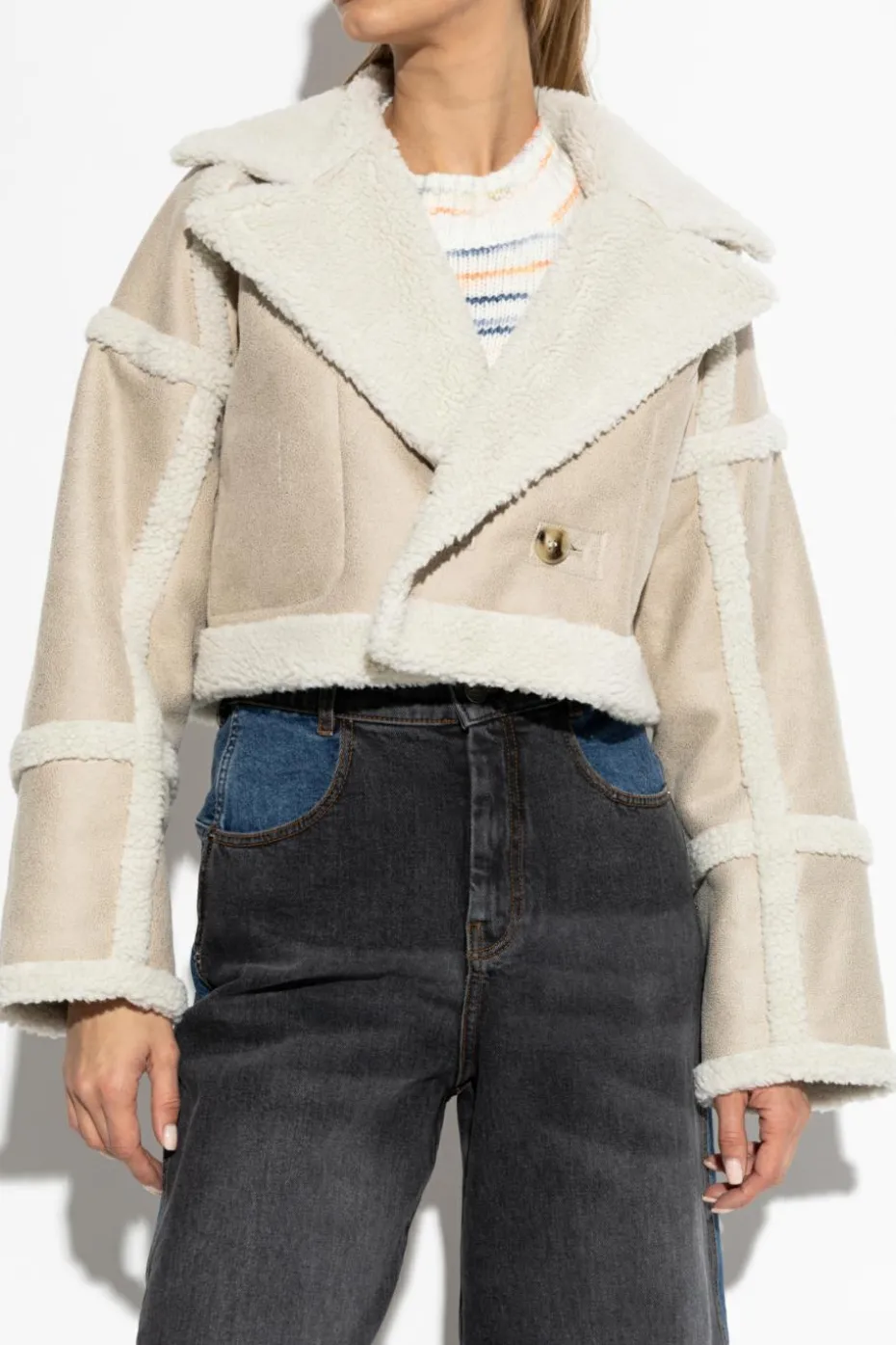 Munthe cream Reversible faux leather coat