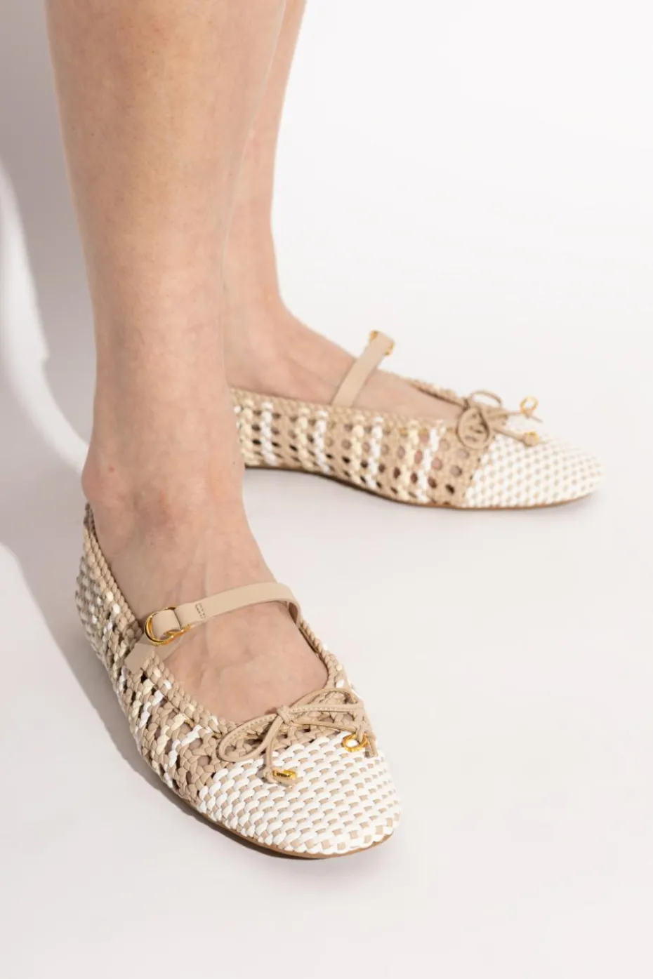 Odissi beige Leather ballet flats Lina