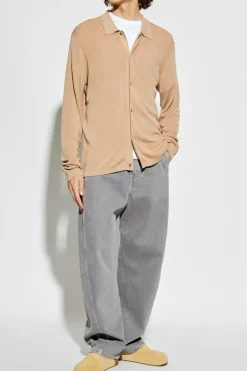 Officine Generale beige Cardigan with collar ‘Brent’