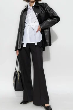 Officine Generale BLACK Wool pants with crease