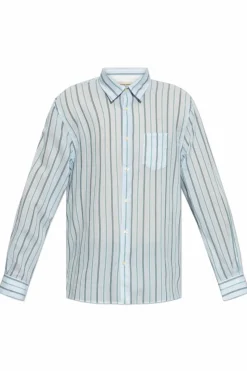 Officine Generale BLUE Shirt with striped pattern