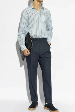 Officine Generale BLUE Shirt with striped pattern