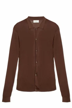 Officine Generale BROWN Cardigan with collar ‘Brent’