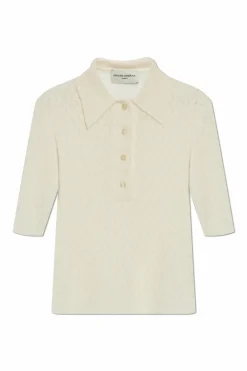 Officine Generale cream Openwork polo ‘Naya’