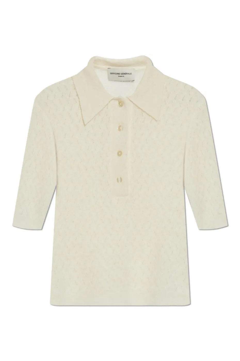 Officine Generale cream Openwork polo ‘Naya’