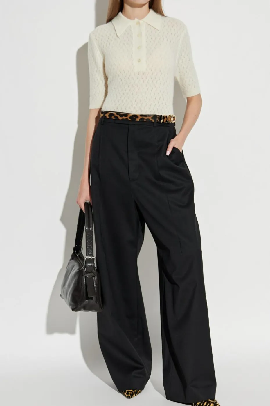 Officine Generale cream Openwork polo ‘Naya’