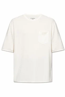 Officine Generale cream T-shirt with pocket ‘Benny’