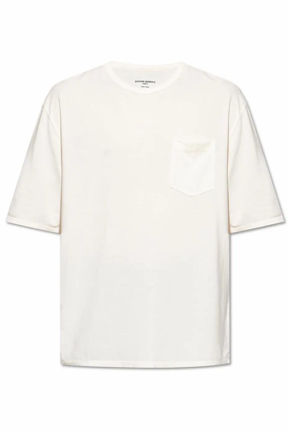 Officine Generale cream T-shirt with pocket ‘Benny’