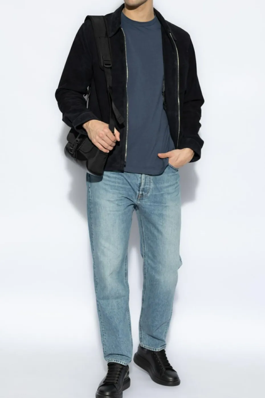 Officine Generale NAVY BLUE Crew neck T-shirt