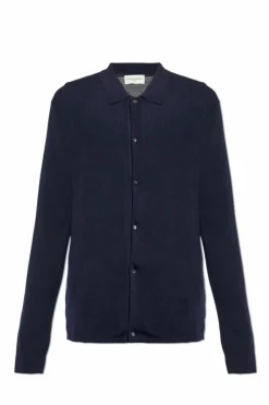 Officine Generale NAVY BLUE Cardigan with collar āBrentā