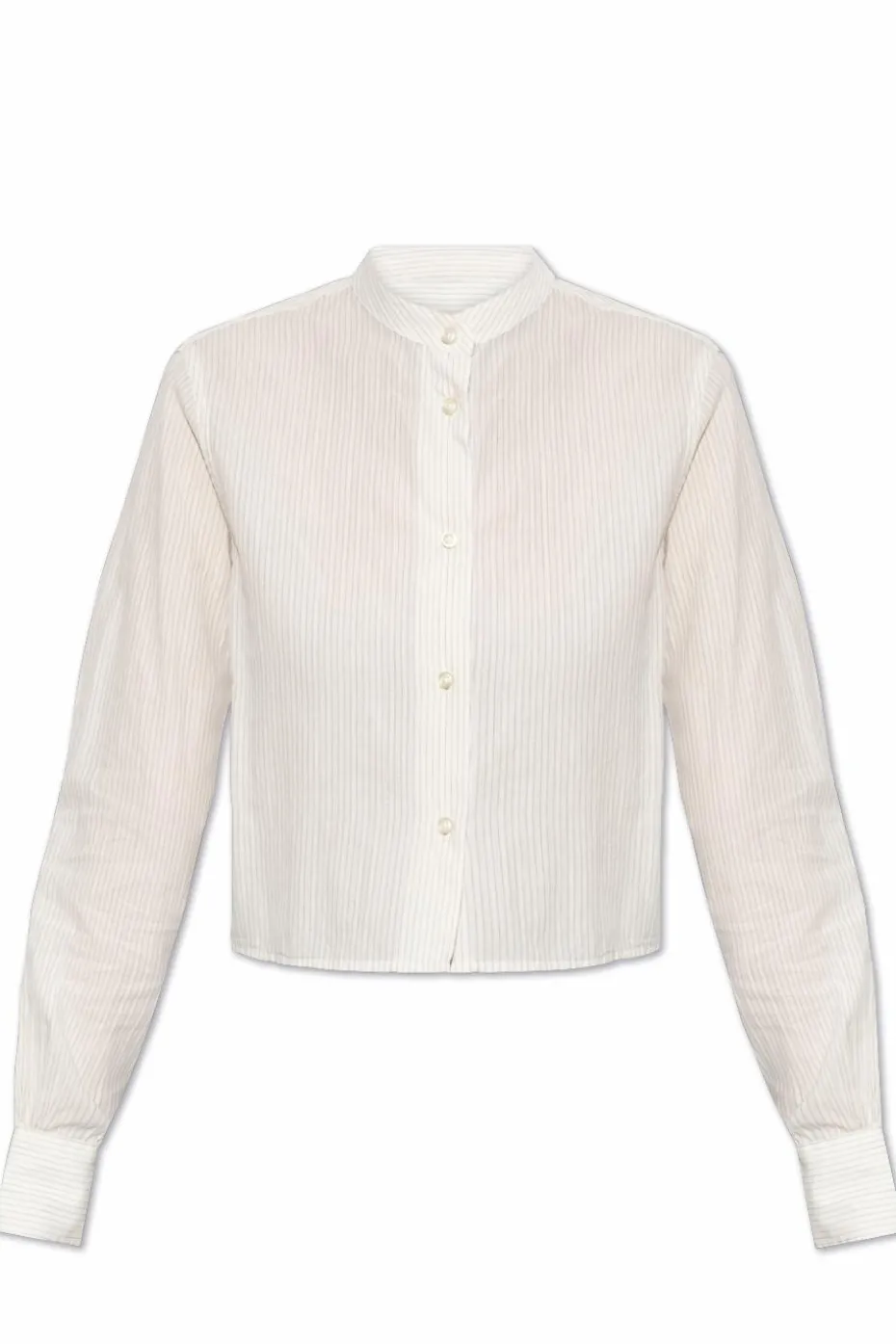 Officine Generale WHITE Short shirt with striped pattern