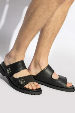 Off-White BLACK Leather slides Chicago