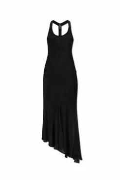 Off-White BLACK Ribbed off-shoulder dress