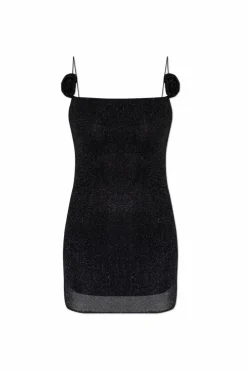 Oseree BLACK Dress finished with lurex thread