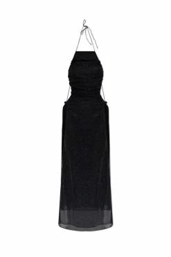 Oseree BLACK Dress finished with lurex thread