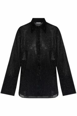 Oseree BLACK Shirt finished with lurex thread