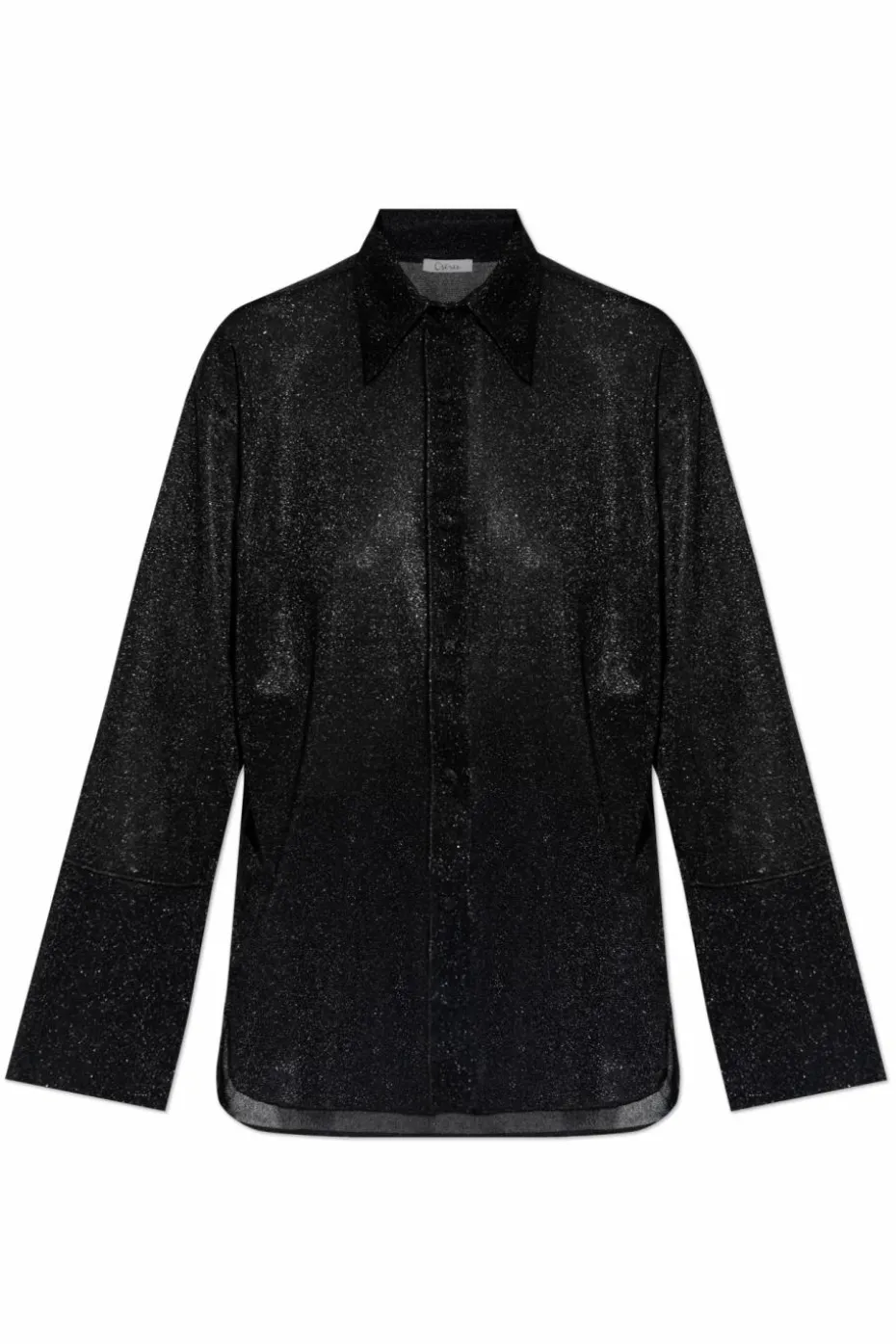 Oseree BLACK Shirt finished with lurex thread
