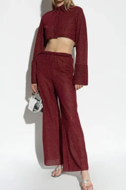 Oseree BURGUNDY Pants finished with lurex thread