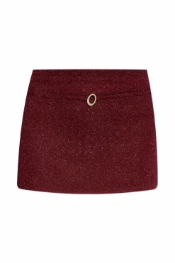 Oseree BURGUNDY Skirt finished with lurex thread