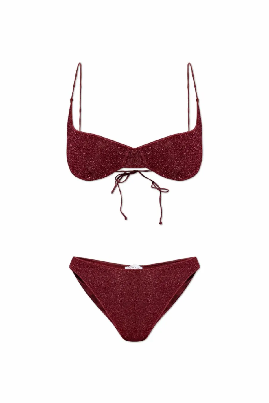 Oseree BURGUNDY Two-piece swimsuit with lurex thread