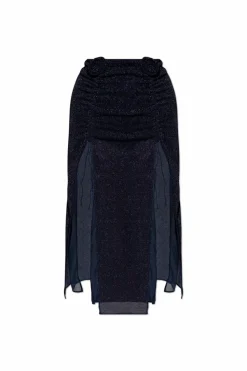 Oseree NAVY BLUE Skirt with floral pattern