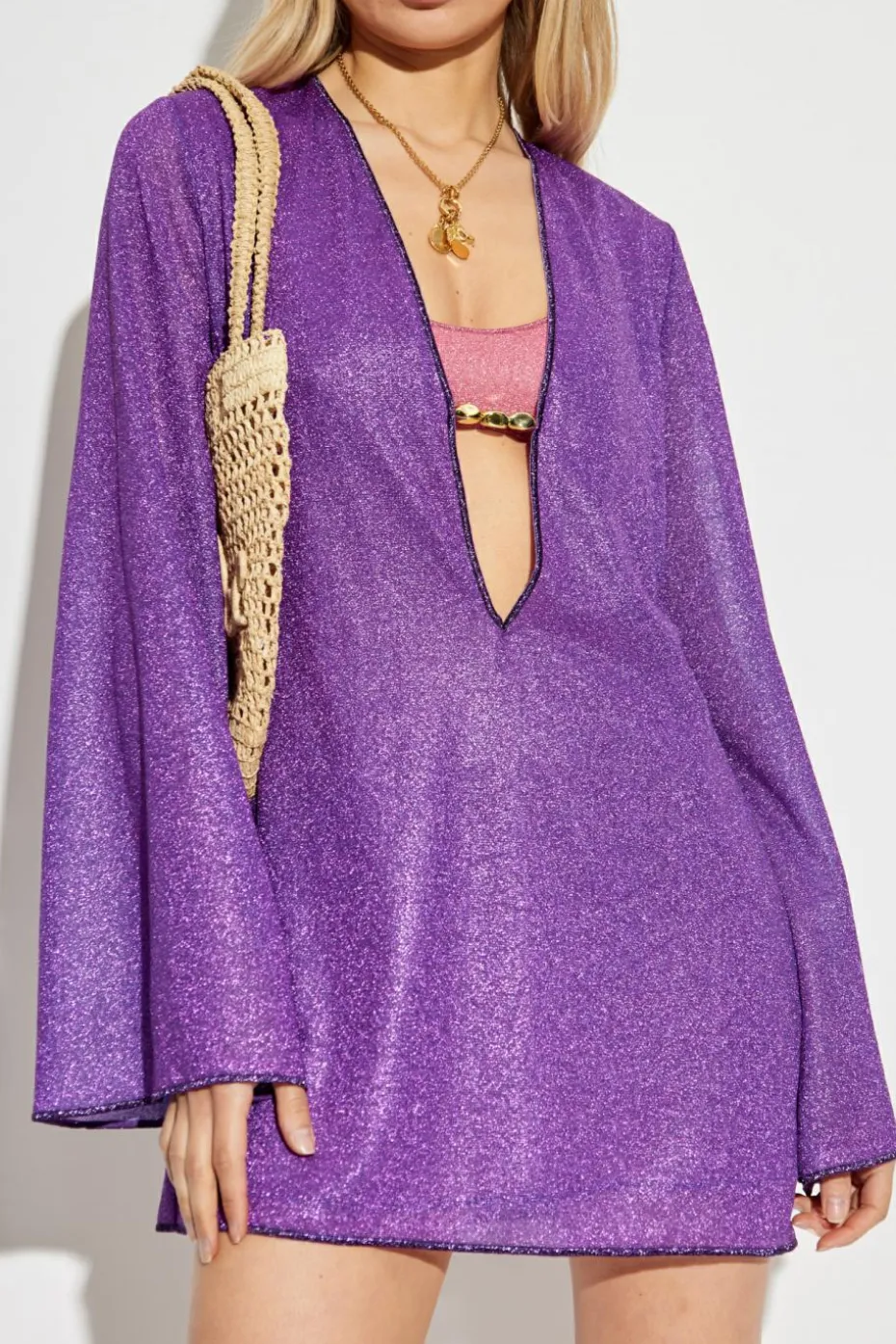 Oseree PURPLE Dress with lurex thread
