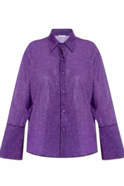 Oseree PURPLE Shirt finished with lurex thread