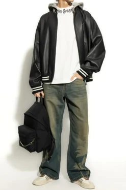Palm Angels BLACK Leather jacket