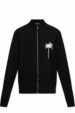 Palm Angels BLACK Sweater with stand-up collar
