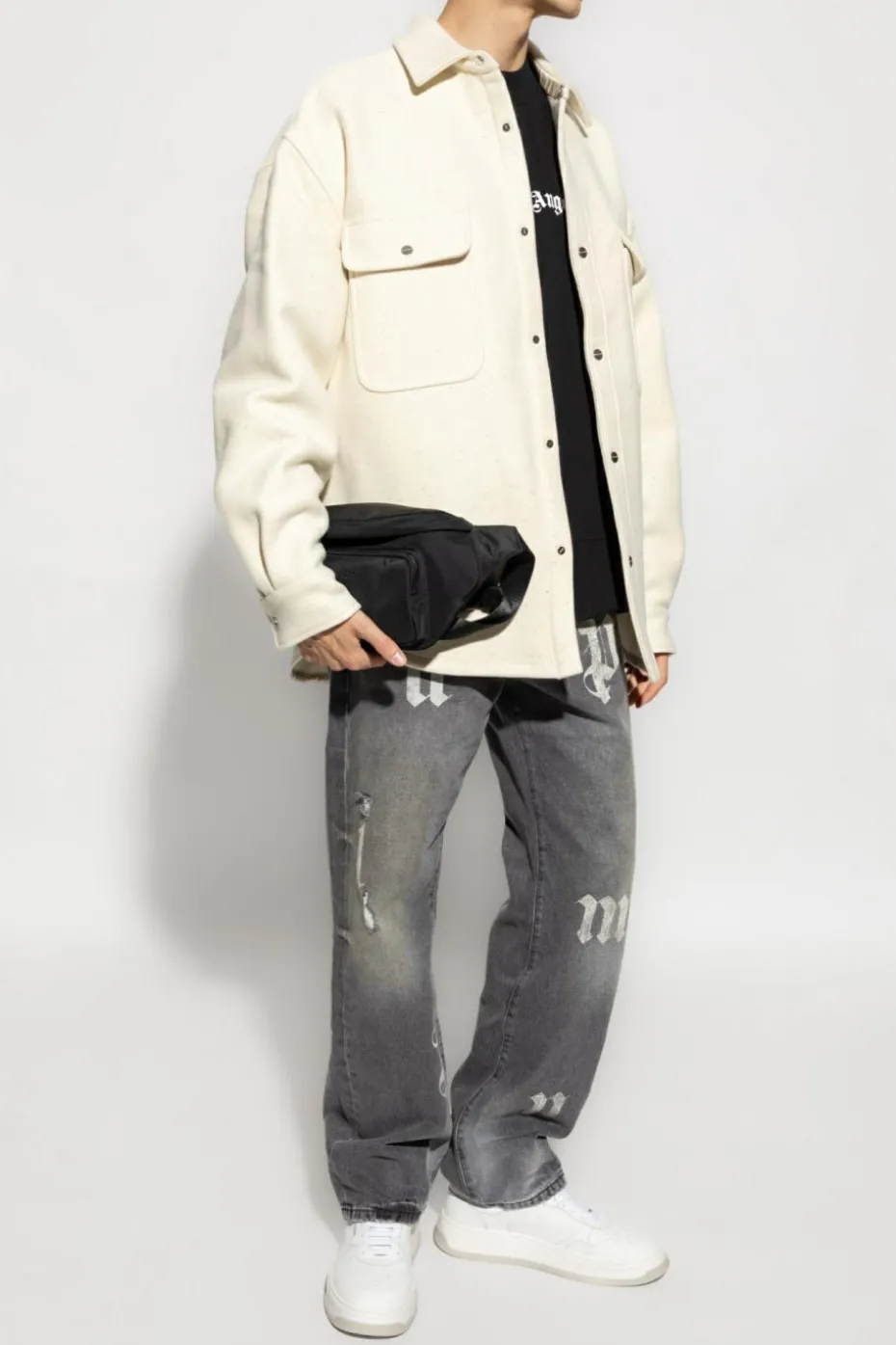 Palm Angels BLACK Sweatshirt with printed logo