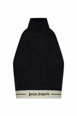 Palm Angels BLACK Top with a stand-up collar