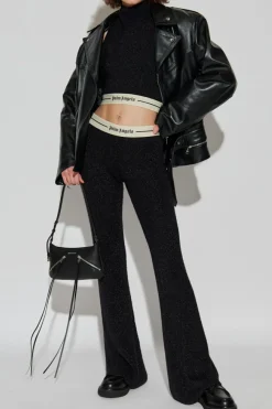 Palm Angels BLACK Top with a stand-up collar