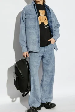 Palm Angels BLUE Jeans with floral motif