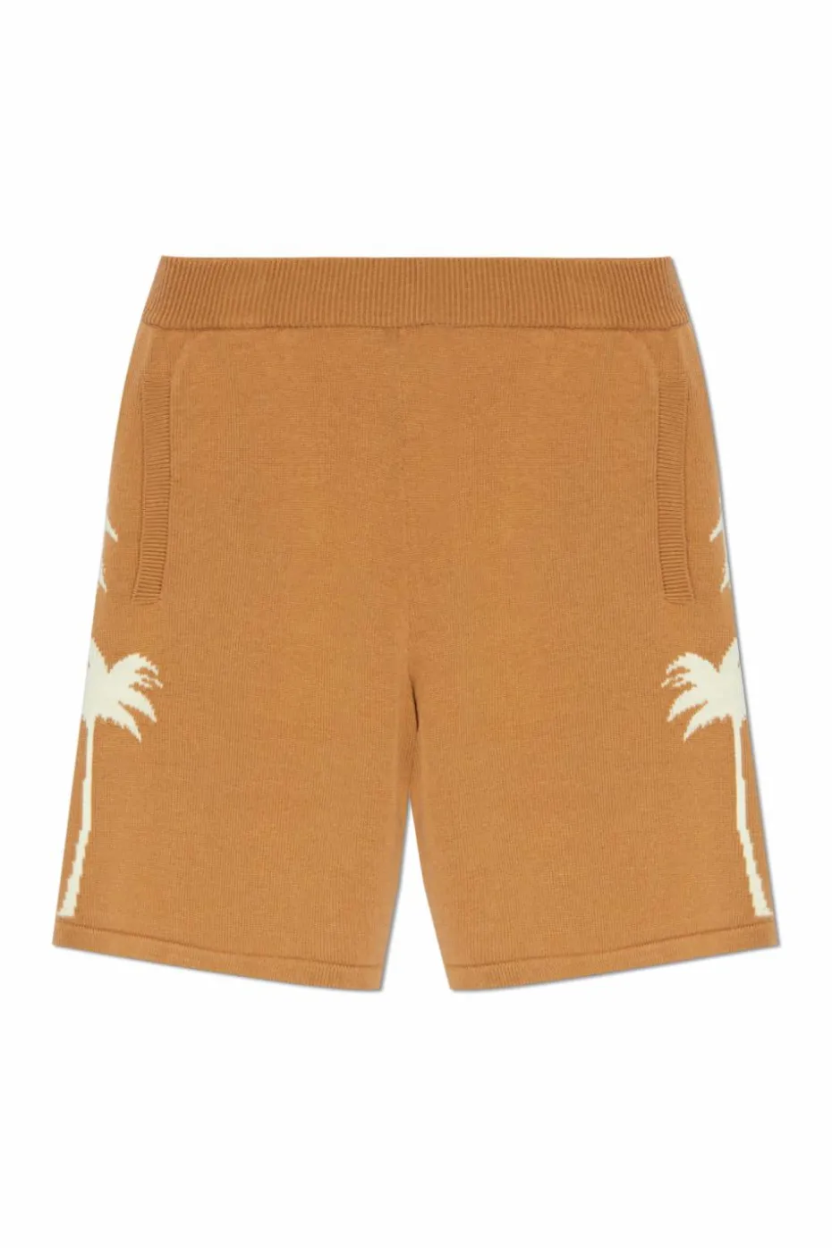 Palm Angels BROWN Shorts with palm pattern