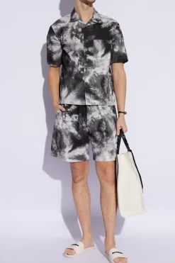 Palm Angels GREY Cotton shorts with print