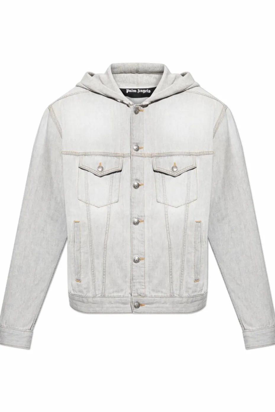 Palm Angels GREY Denim jacket with hood