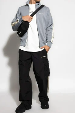 Palm Angels GREY Sweatshirt with stand-up collar