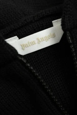 Palm Angels Kids BLACK Cardigan with wool trim