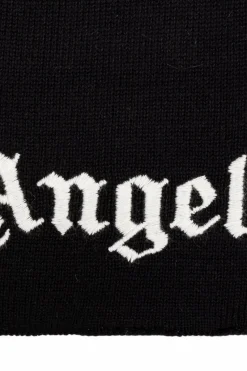 Palm Angels Kids BLACK Scarf with embroidered logo
