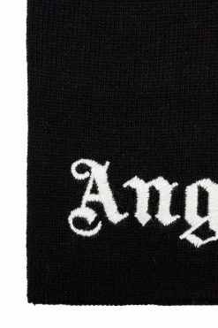 Palm Angels Kids BLACK Scarf with embroidered logo